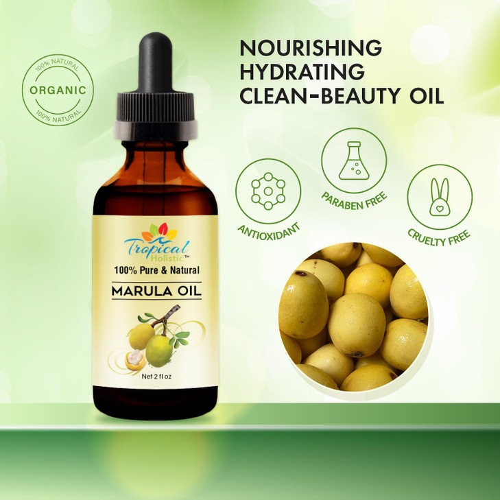Tropical Holistic 100 Pure Organic Marula Oil 2 oz Luxury Cold Pressed Unrefined Face Moisturizer For Skin Hair Body Car
