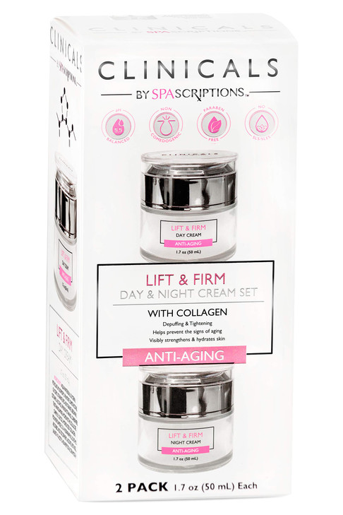 SpaScriptions Clinicals Lift Firm Day Night Cream Set with Collagen 2 Pack 17oz