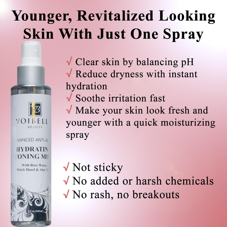 Organic Hydrating Toner for Face AntiAging Rose Water Witch Hazel Aloe Vera Toning Facial Mist for Women Natural Skin Mo
