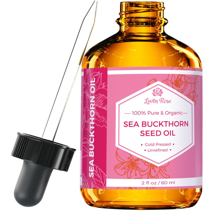 Leven Rose Sea Buckthorn Seed Oil 100 Pure Unrefined Cold Pressed for Hair Skin and Nails 2 oz
