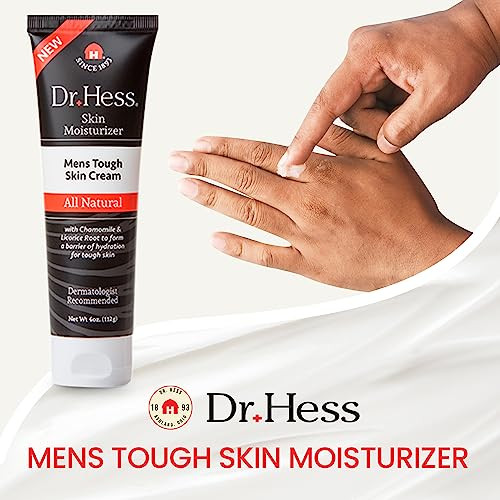 Dr Hess Mens Moisturizer All Natural Tough Skin Cream with Lanolin Beeswax Licorice Root Chamomile Hand Body Lotion to C