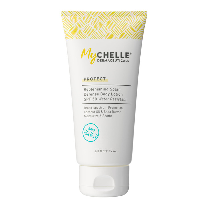 MyCHELLE Dermaceuticals Replenishing Solar Defense Body Lotion SPF 50 6 Fl Oz Moisturizing Reef Safe Sunscreen with Coco