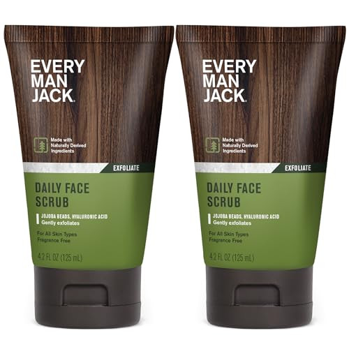 Every Man Jack Gentle Exfoliating Face Scrub For Men Exfoliate Away Dead Skin Moisturize and Revive Tired Skin with Jojo