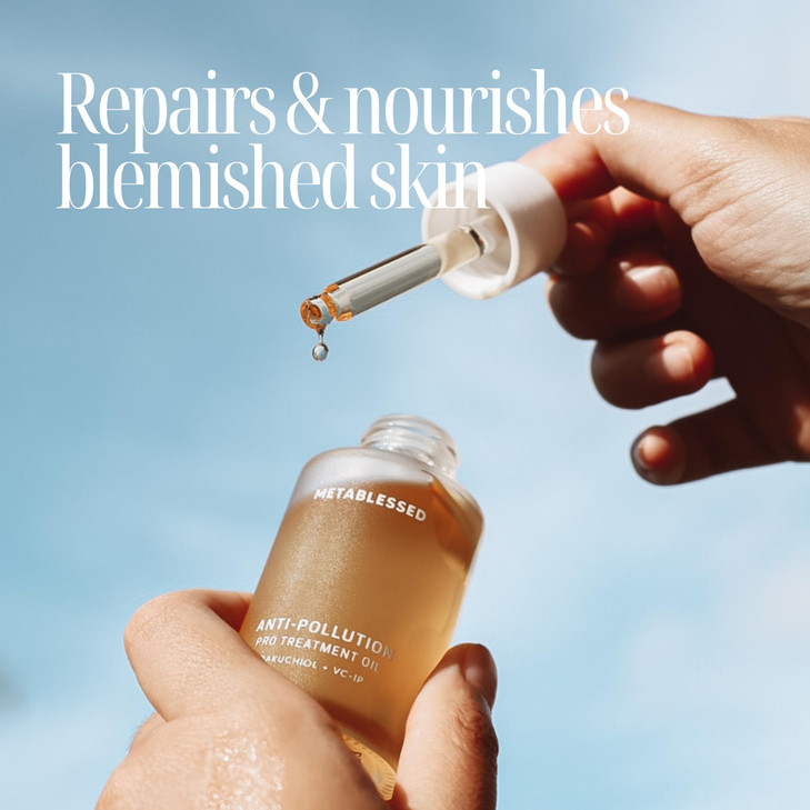 METABLESSED AntiPollution Pro Treatment Facial Oil Bakuchiol VCIP Repairs and Protects Blemished Skin Restores Firmness