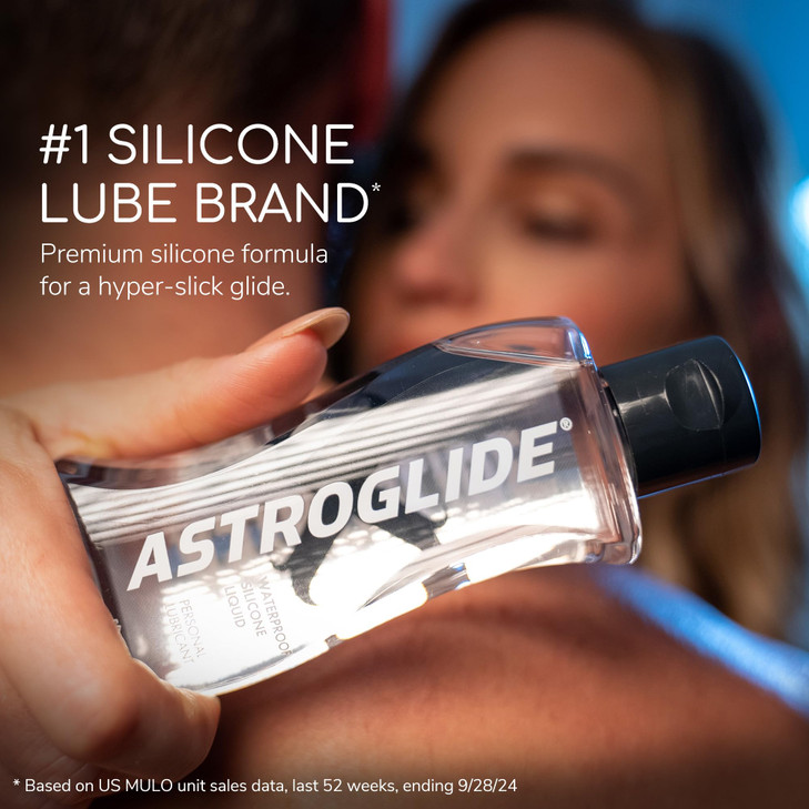 Astroglide Silicone Lube (2.5oz), X Premium Personal Lubricant, Extra Silky Sex Lube, Waterproof for Water Play, Travel-Friendly Size