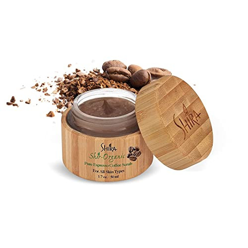 ShiraOrganic Pure Espresso Coffee Scrub Exfoliate for face Improves Wrinkles and Fine lines Promotes Skin Rejuvenation F