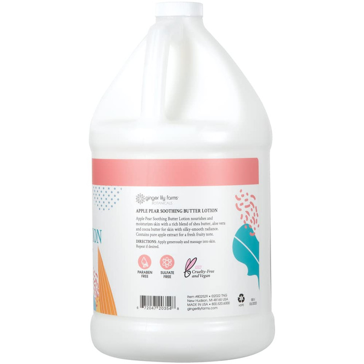 Ginger Lily Farms Botanicals Soothing Butter Lotion for Dry Skin 100 Vegan CrueltyFree Apple Pear Scent 1 Gallon Refill