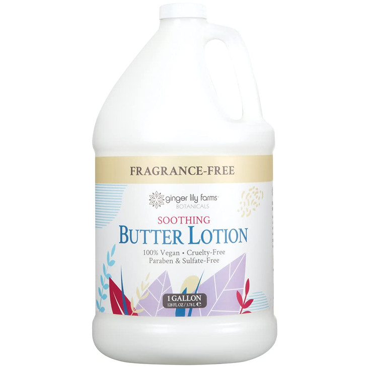 Ginger Lily Farms Botanicals Soothing Butter Lotion for Dry Sensitive Skin 100 Vegan CrueltyFree Fragrance Free 1 Gallon