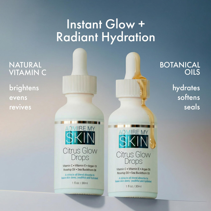 Admire My Skin Vitamin C Gua Sha Oil for Face Organic Facial Oil for Glowing Skin with Argan Rosehip Oils For a Dewy You
