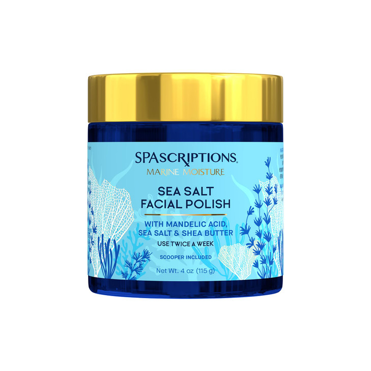 Spascriptions Marine Moisture Sea Salt Facial Polish Exfoliating Facial Scrub Salt Scrub to Exfoliate Moisturize Skin De
