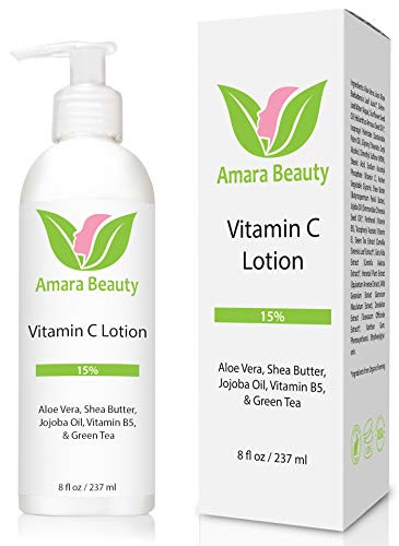 Amara Beauty Vitamin C Face Body Lotion 15 with Shea Butter Jojoba Oil 8 oz