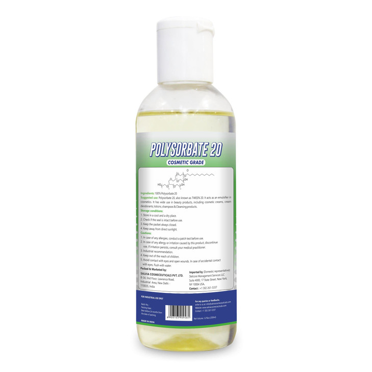 MYOC PolySorbate 20200ml Used in Skin Care Hair Care Acne Care Toner Lotion Crafter Bath Bombs emulsifier surfactant fra