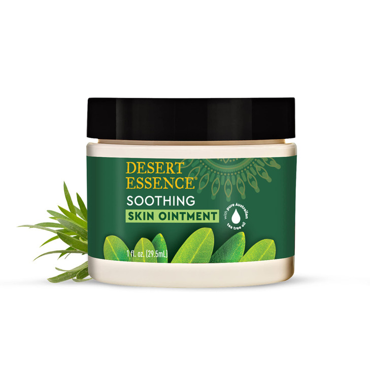 Desert Essence TEA TREE OIL SKIN OINTMENT Itch Relief Rash Cream for Razor Burn Soothing Balm with Lavender Jojoba Glute