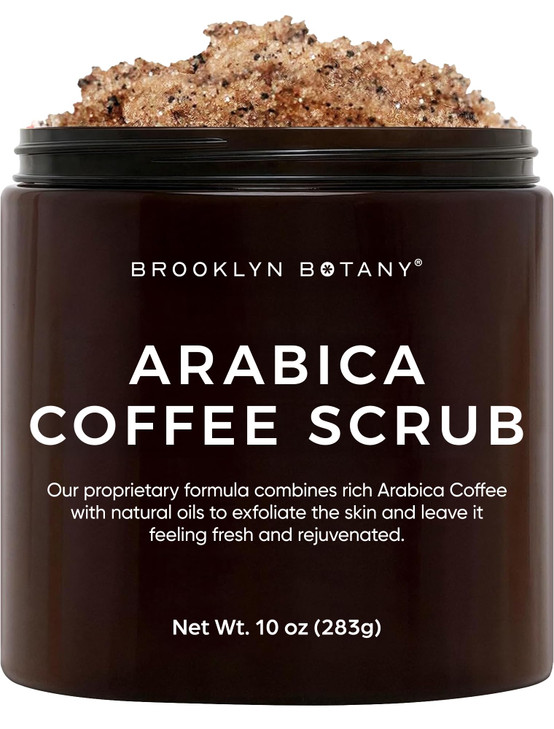 Brooklyn Botany Arabica Coffee Body Scrub Moisturizing and Exfoliating for Body Face Hand Foot Fights Stretch Marks Fine