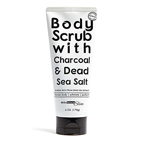 BioMiracle Body Scrub with Charcoal Dead Sea Salt AntiCellulite Skin Firming Tightening Natural Body Scrub with Herbal E