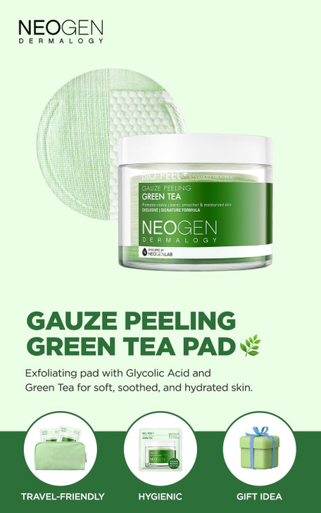 DERMALOGY by NEOGENLAB BioPeel Gauze Peeling Pads Green Tea 8 Count