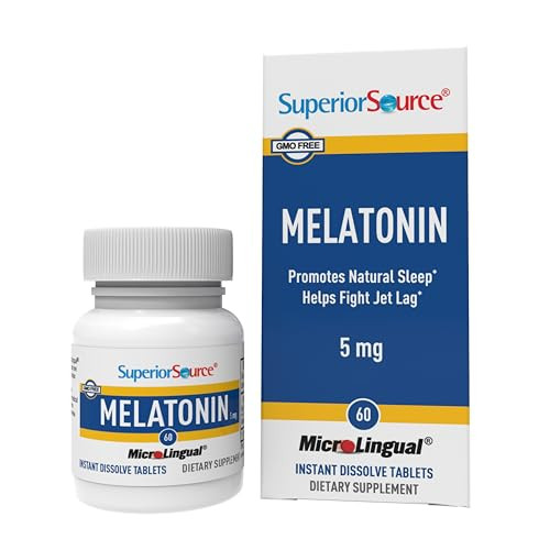 Superior Source Melatonin 5 mg - Healthy Sleep Support Supplement for Adults - Melatonin Formula with Chamomile Aids Relaxation & Restful Sleep - 60
