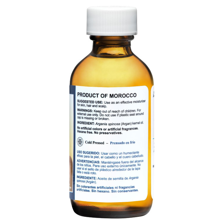 De La Cruz 100 Argan Oil of Morocco Glass Bottle Unscented Pure ColdPressed Virgin Moroccan Argan Oil for Hair and Skin
