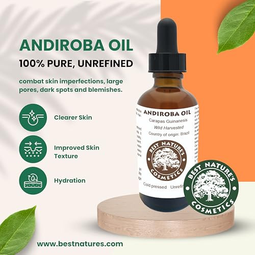Best Natures Cosmetics Andiroba Oil 100 Pure Cold Pressed Unrefined for Skin Hair Body Wild Harvested 1 fl oz 30 ml
