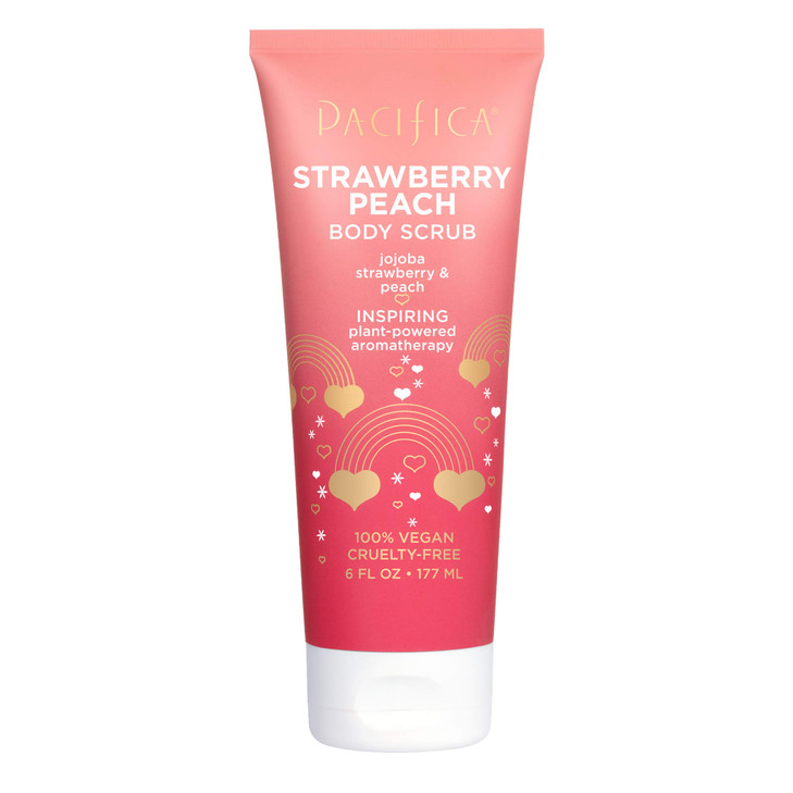 Pacifica Strawberry Peach Body Scrub Gently Exfoliates Polishes Dead Skin For All Skin Types Ven CrueltyFree 6 Fl Oz