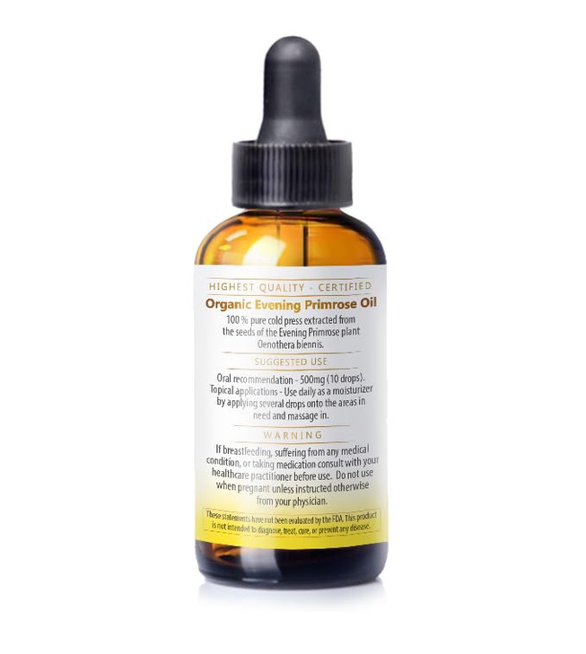 Nuvia Organics Evening Primrose Oil USDA Certified 100 Pure Cold Pressed SolventFree Extraction 1 oz