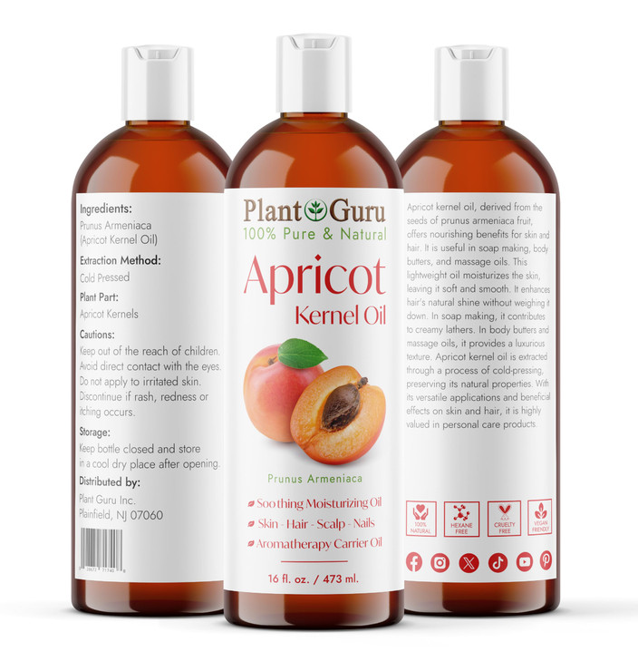 Apricot Kernel Oil 16 fl oz Cold Pressed 100 Pure Natural Carrier Skin Face Body And Hair Growth Moisturizer Great For D