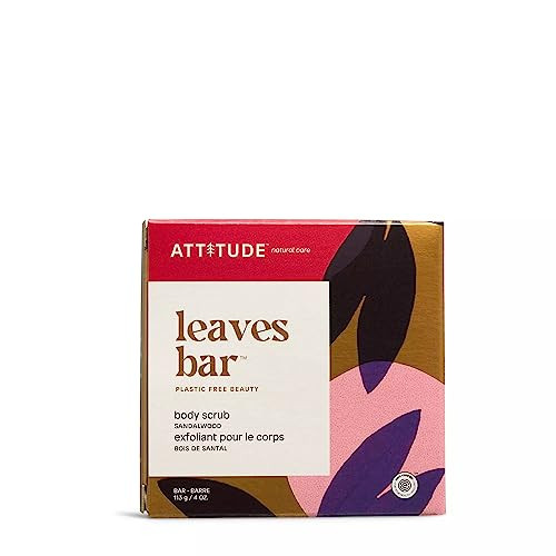 ATTITUDE Body Scrub Bar Natural Origin Gentle Exfoliator for Body and Foot Nourishes and Softens Skin Bamboo Powder Shea