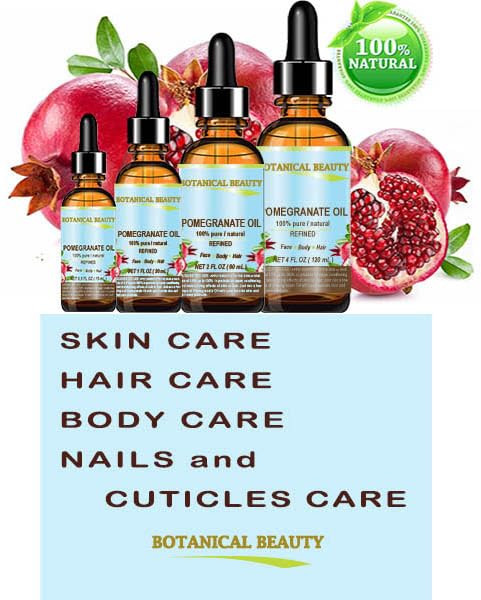Botanical Beauty POMEGRANATE OIL 100 Pure Natural Refined Coldpressed Carrier oil 1 Fl oz 30 ml for Face Skin Body Hair