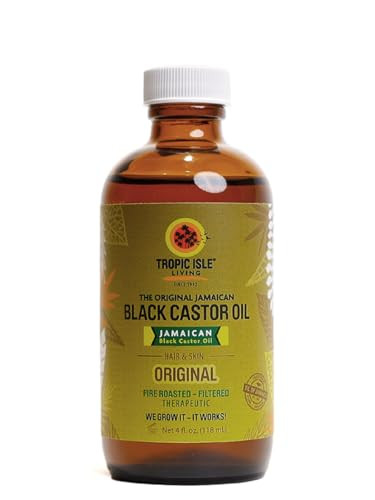 Tropic Isle Living Jamaican Black Castor Oil 4 fl oz Strengthening Nourishing Oil With Vitamin E Omega Fatty Acids For H