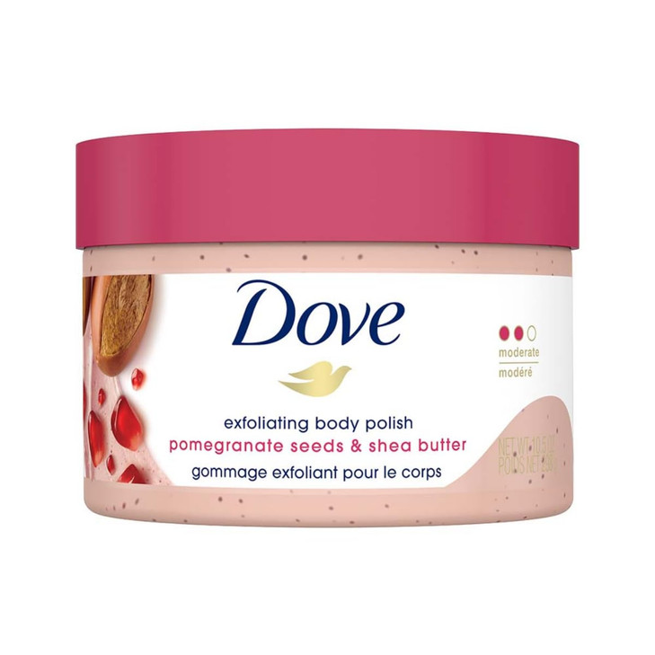 Dove Scrub Pomegranate Shea Butter For Silky Soft Skin Body Scrub Exfoliates and Provides Lasting Nourishment 105 oz