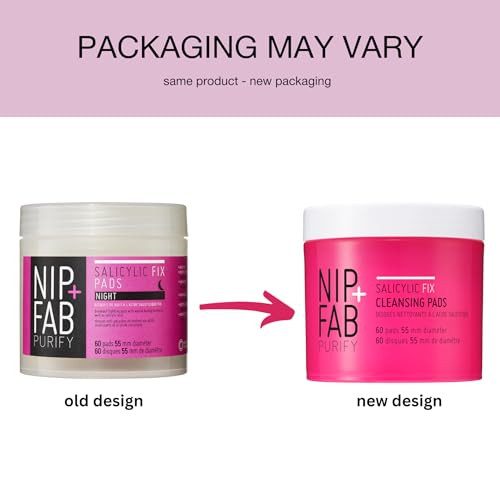 Nip Fab Salicyclic Fix Night Pads for Face with Hyaluronic Acid Exfoliating Facial Pad BHA Exfoliant for Skin Hydration