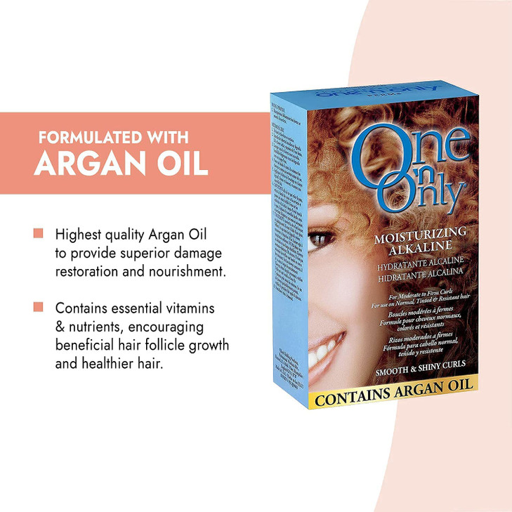 One N Only Alkaline Hair Perm At Home Perm Kit with Argan Oil for Moderate to Firm Curls Leaves Hair Shiny Moisturized a