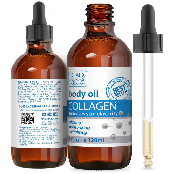 Dead Sea Collection Body Oil for Dry Skin Collagen Vitamin E Moisturizing Nourishing AntiAging Skin Elasticity Support f