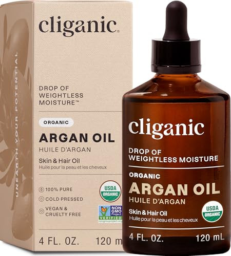 Cliganic Organic Argan Oil 100 Pure for Hair Face Skin Natural Cold Pressed Carrier Oil Imported from Morocco