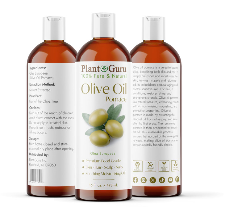 Plant Guru Olive Oil Pomace 16 fl oz 100 Pure Natural Carrier Moisturizer For Skin Body Face And Hair Growth Great For D