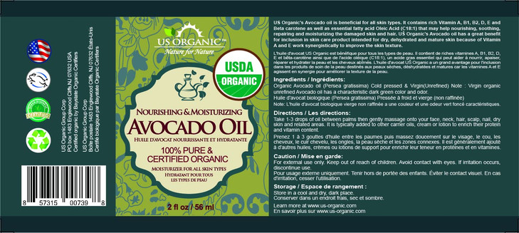 US Organic Avocado Oil Unrefined Virgin USDA Certified Organic 100 Pure Natural Cold Pressed in Amber Glass Bottle wGlas