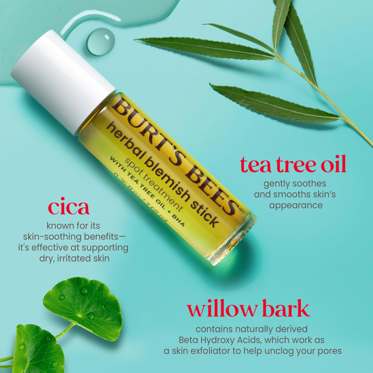 Burts Bees Clear and Balanced Herbal Blemish Stick with Tea Tree Oil OntheGo Blemish Care Unclogs Pores Use with Skincar