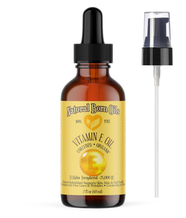 Natural Born Oils Vitamin E Oil 2oz Organic ColdPressed High in Tocopherols Perfect for Skin Hydration Enhancing Hair Sh