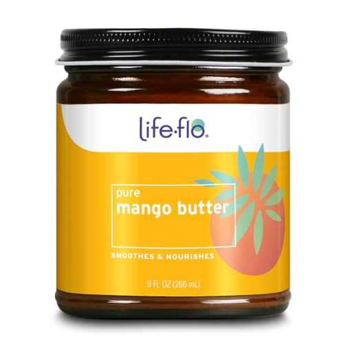 Lifeflo Pure Mango Butter Soothing Moisturizer for Dry Skin Care Smooths and Nourishes Doubles as Lip Balm Nail Cuticle