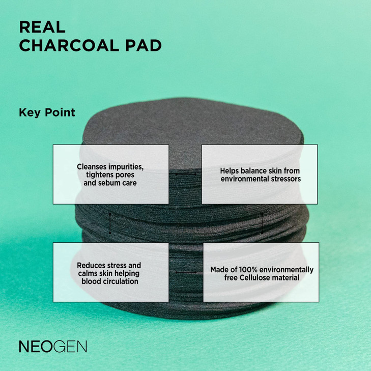 DERMALOGY by NEOGENLAB Real Charcoal Pad 60 pads Daily Deep Pore Facial Cleansing Pads with PHA LHA Charcoal for Normal