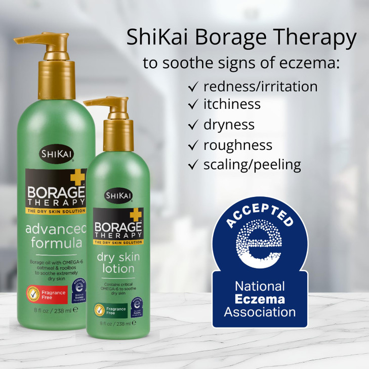 ShiKai Borage Therapy Body Moisturizer Advanced Formula 8 oz Fragrance Free Hydrating Lotion for Dry Hands Body With Oat