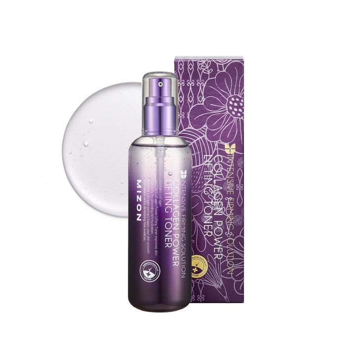 MIZON Collagen Power Lifting Toner Hydrolyzed Collagen with Adenosine Vitamin E Moisturizing Skin Booster for Dry Rough