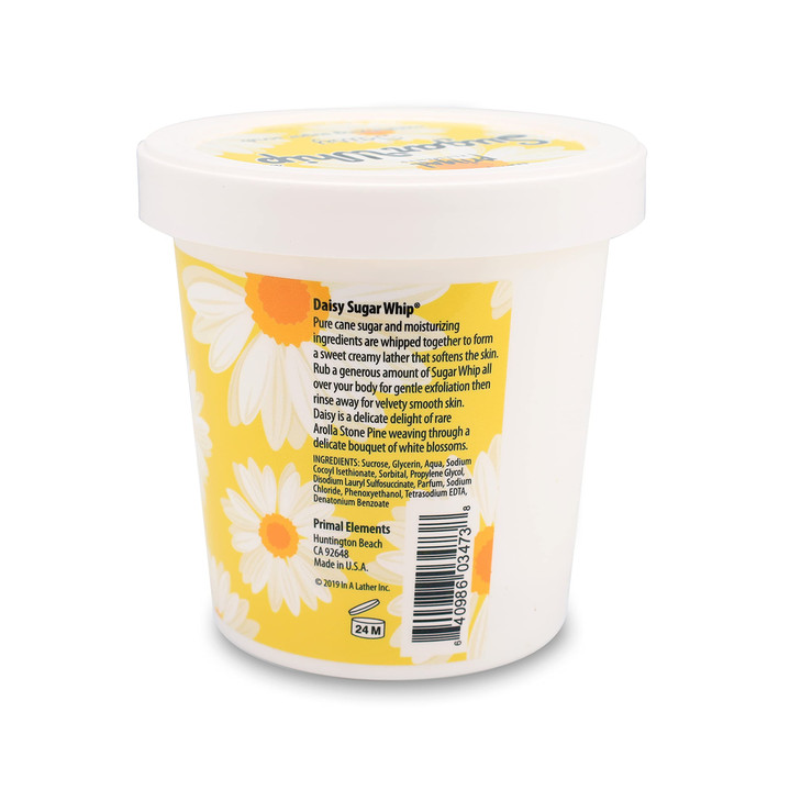 Primal Elements Sugar Scrub Exfoliating Sugar Whip Face and Body Cleanser Moisturizer Daisy 10 oz Package