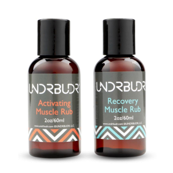UNDRBUDR Activating Muscle Rub Recovery Muscle Rub PreActivity Post Activity Combo 2oz Oil Each