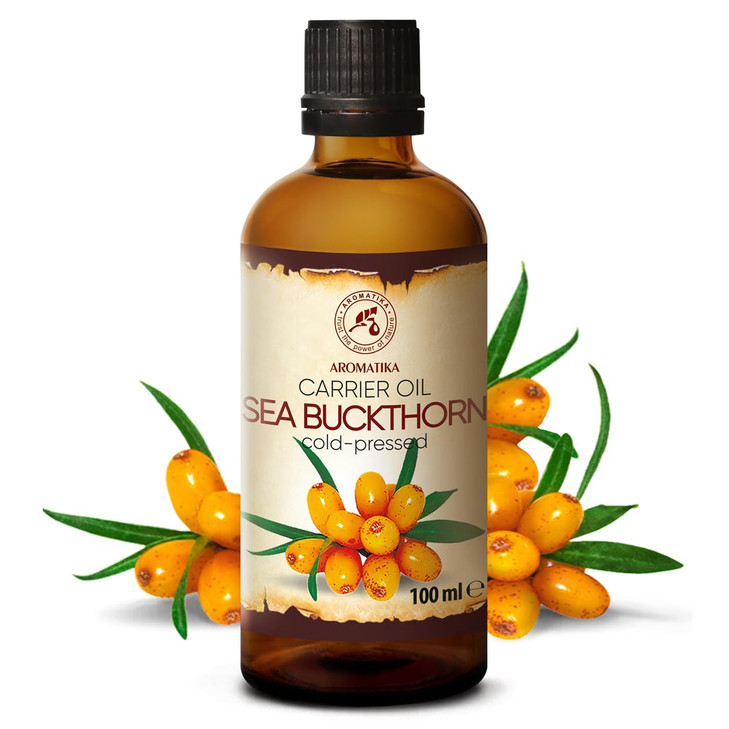 AROMATIKA Sea Buckthorn Oil 34 Fl Oz Pure Natural Hippophae Rhamnoides Carrier Oil for Essential Oils Base Oil for Nails