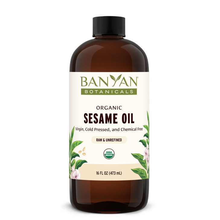 Banyan Botanicals Sesame Oil Organic Unrefined Ayurvedic Oil for Skin Hair Oil Pulling More Multiple Sizes 16oz Non GMO