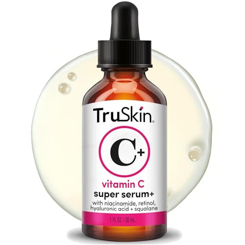 TruSkin Vitamin C Super Serum for Face Five Skin Benefits in One Serum with Vitamin C Retinol Niacinamide Hyaluronic Aci