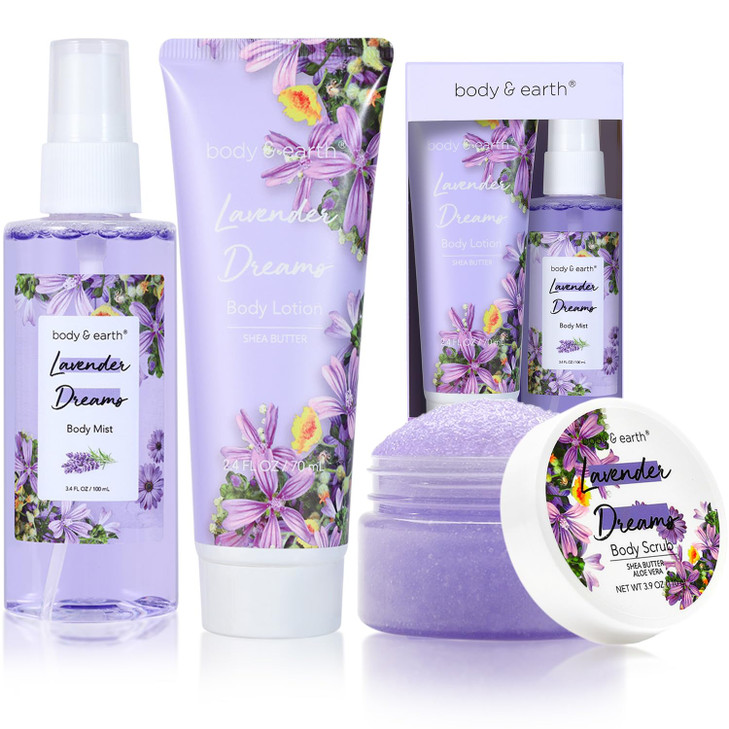 Bath and Body Gift Set for Women Cherry Blossom Scent with DoubleLayer Spa Gift Box 5 Piece Home Spa Set Includes Shower
