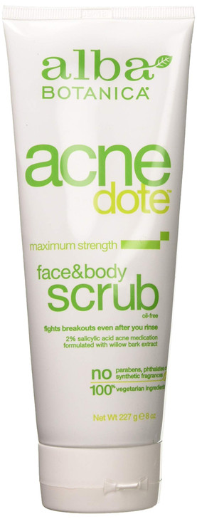Alba Botanica Acnedote Face and Body Scrub 8 Ounce 2 Pack