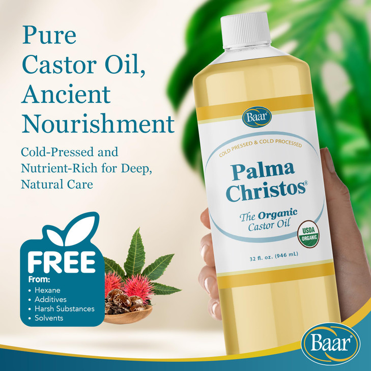 Baar Palma Christos Organic Castor Oil Products ColdPressed HexaneFree USDA Certified for Skin Hair Massage Castor Oil P